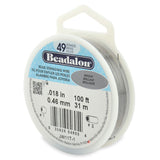 49 Strand Stainless Steel Bead Stringing Wire, .018 in (0.46 mm), Bright, 100 ft (31 m)