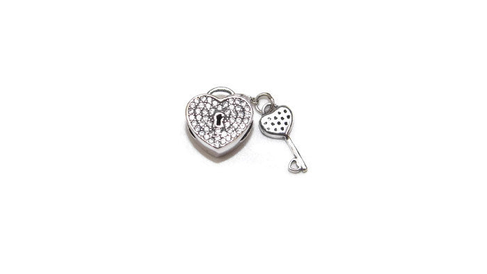 S/S HEART LOCKET AND KEY CHARM