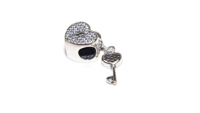 S/S HEART LOCKET AND KEY CHARM