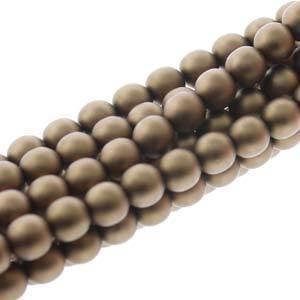 6MM CZECH GLASS PEARLS MATT ANTQ GOLD