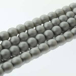 8MM CZECH GLASS PEARLS MATT SILVER