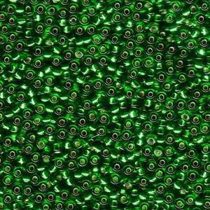 11/0 SEEDBEAD JAPANESE 10GM SILVER LINED GREEN