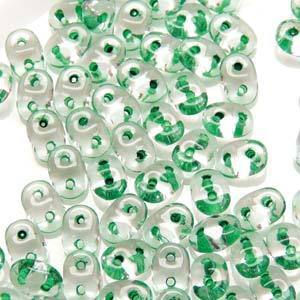 SUPERDUO 2.5X5MM CRYSTAL GREEN LINED-APRX 10 GM