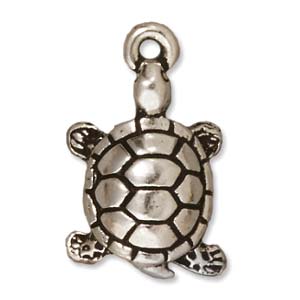 TURTLE 7.5X11MM FINE ANT SLVR PLT-BG/20