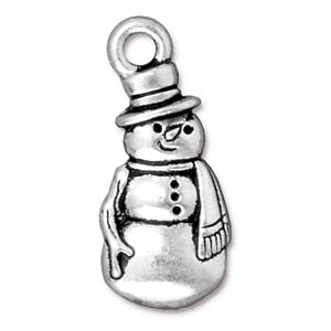 SNOWMANFROSTYCHARM FINE ANT SLVR PLT