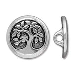 BUTTON BIRD IN A TREE SILVER PLATED