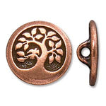 BUTTON BIRD IN A TREE COPPER PLATED