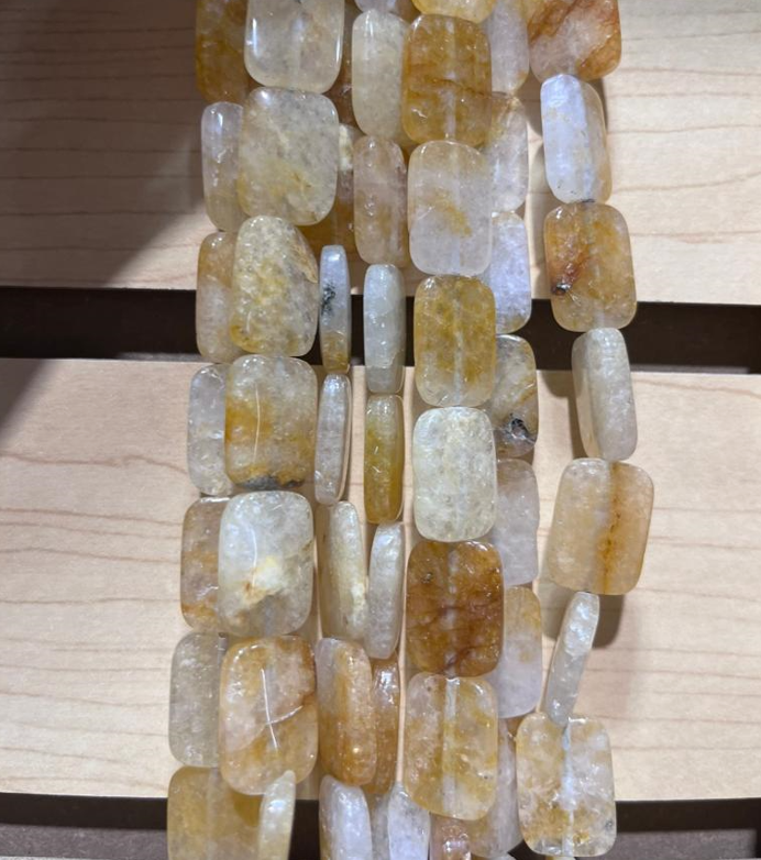 Yellow Jade Natural Rectangle Gemstone Beads 13x18mm