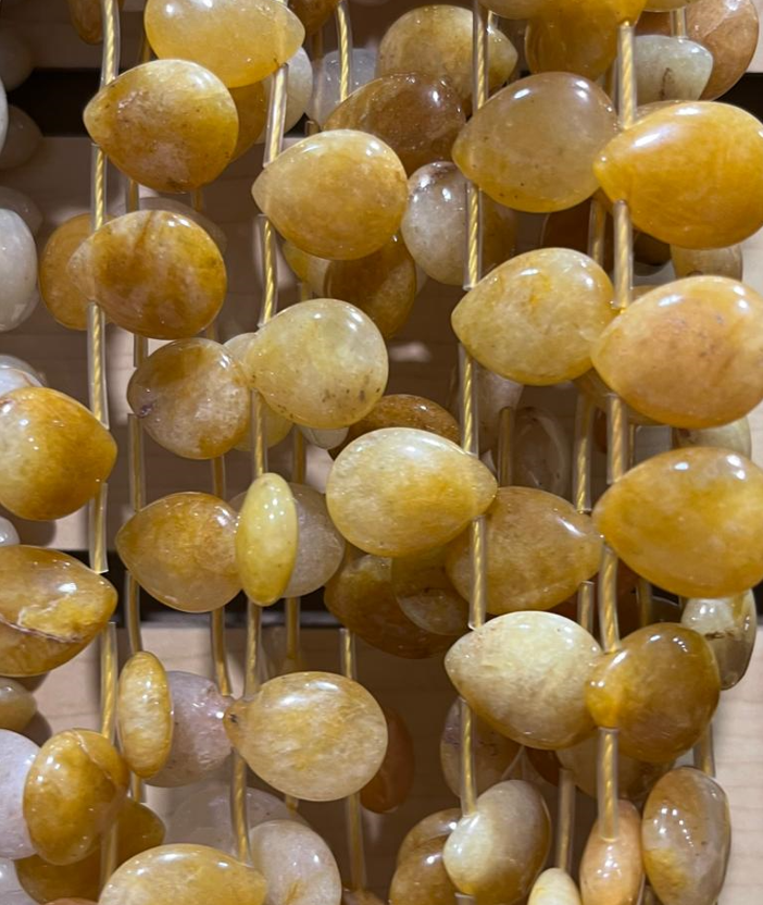 Yellow Jade Teardrop Smooth Gemstone Beads 15x20mm