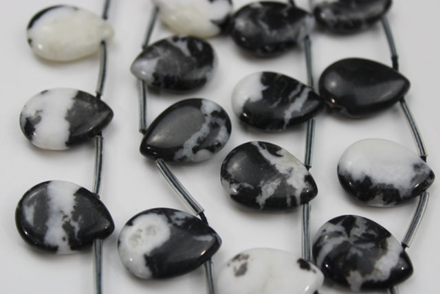 Zebra Jasper Drop Spaced Smooth 15x20mm