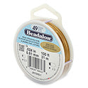 49 Strand Stainless Steel Bead Stringing Wire, .024 in (0.61 mm), Satin Gold, 100 ft (31 m)