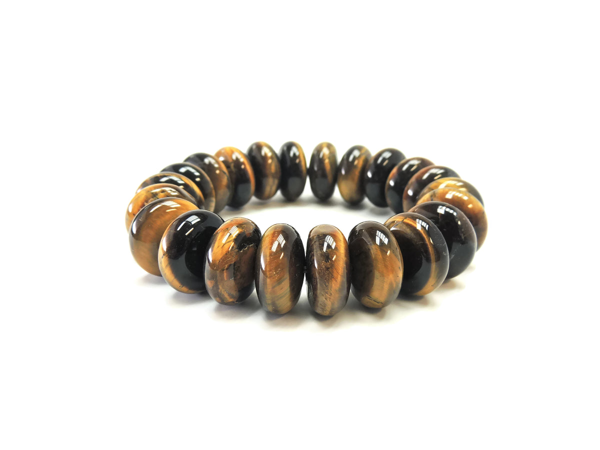 Tigers Eye Smooth Rondelle Gemstone Beads 20 x 10mm - Bracelet or Half Strand AA Grade (22-23 pcs)